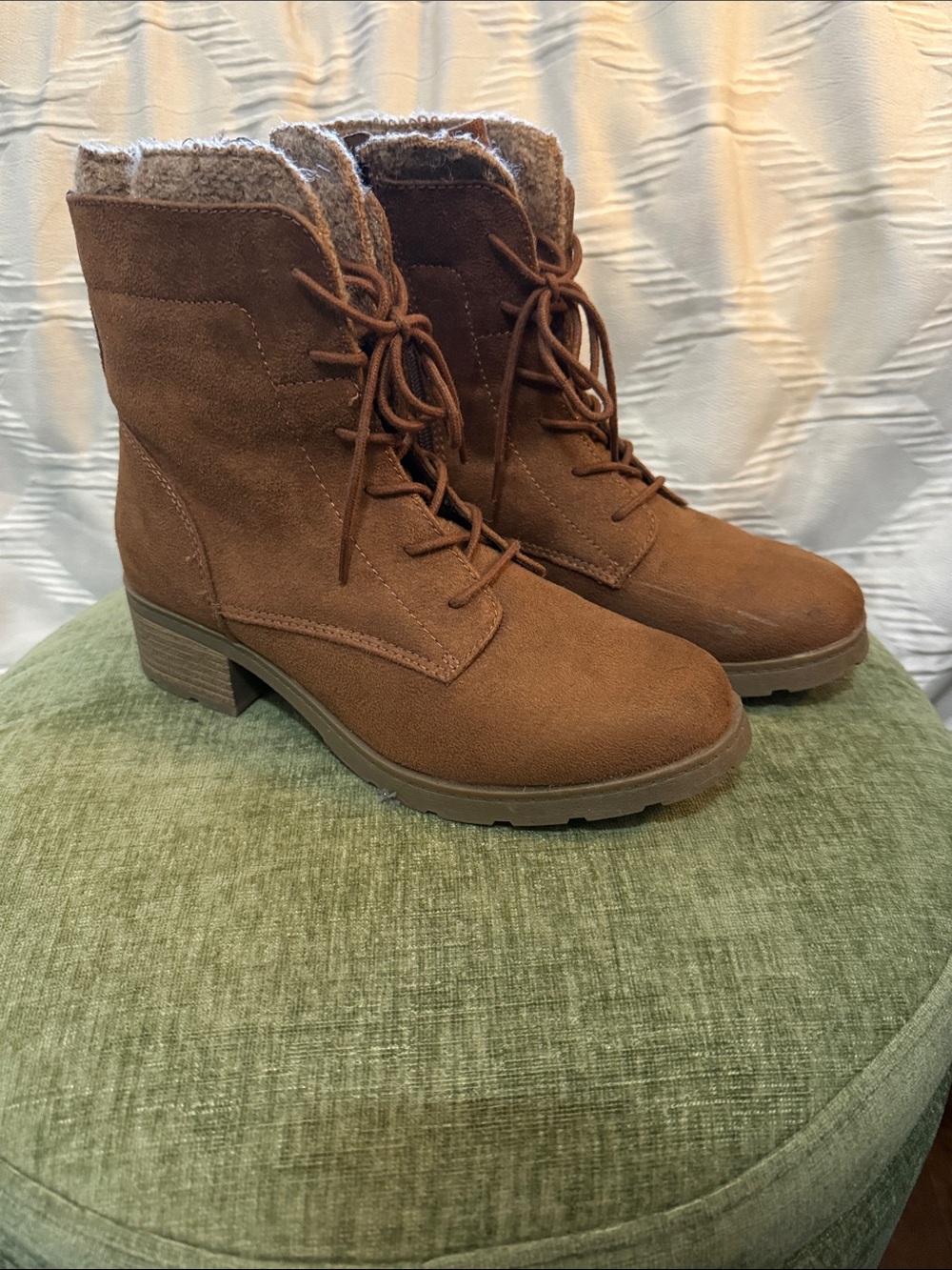 Target Women's Brown Suede Lace-Up Winter Boots